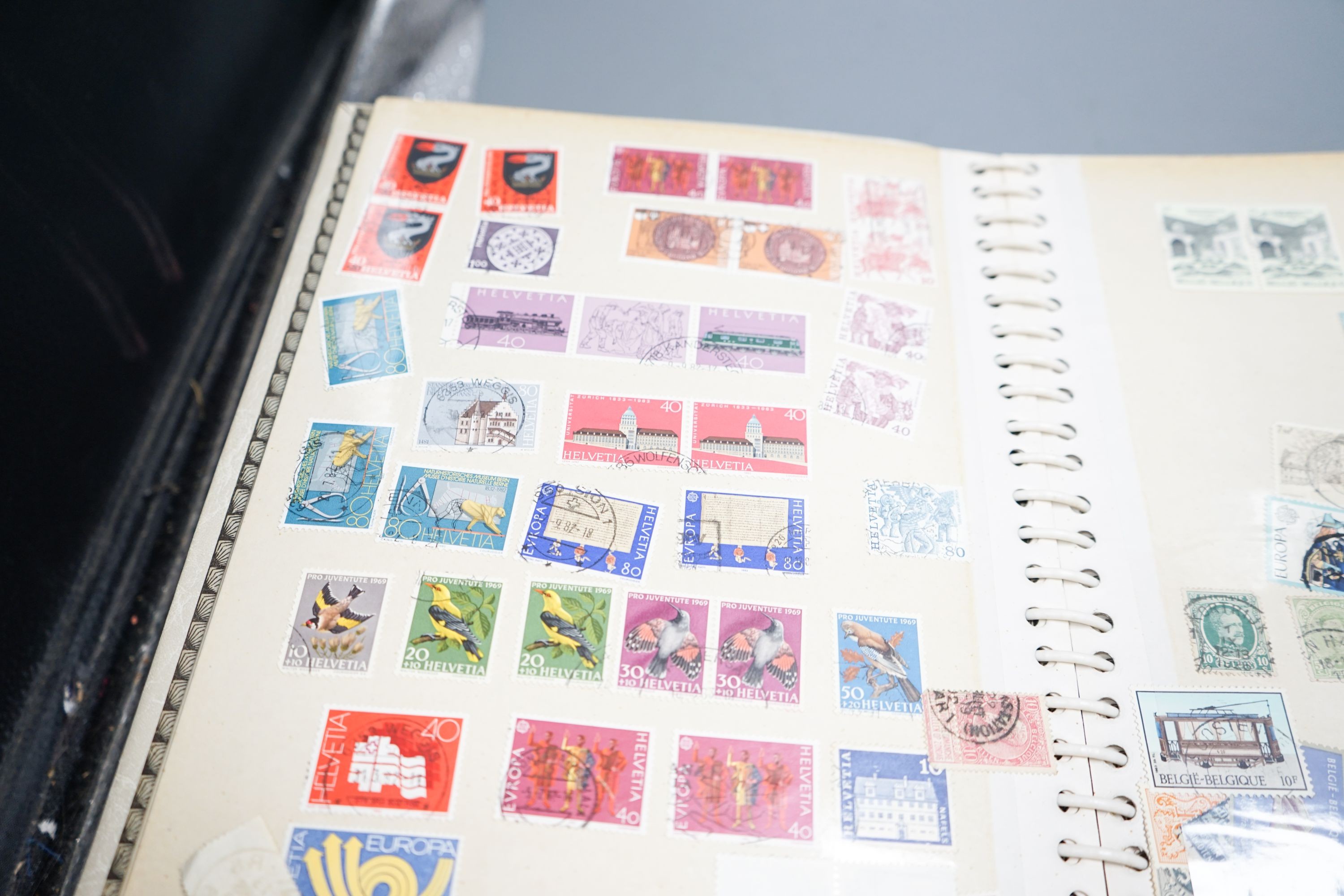 A large accumulation of World stamps in albums, stock books with Great Britain from 1d Reds to Modern Decimal Mint, Australia, Canada and New Zealand and loose (3 plastic tubs)